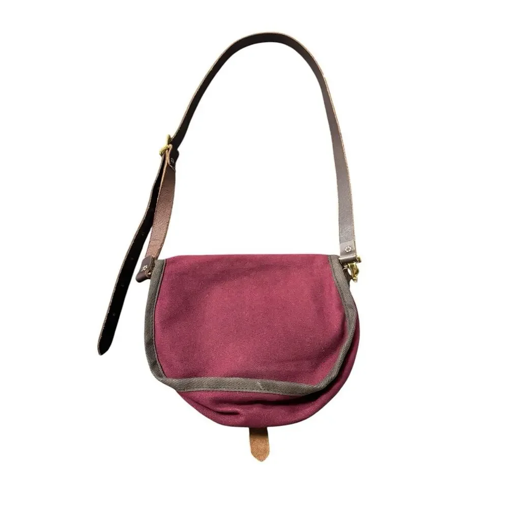 Duluth Pack Canvas Leather Strap Burgundy Shell Purse Shoulder Bag Small Clean